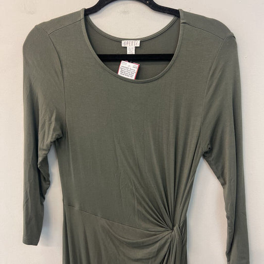 Spense Green Long Sleeve Knot Side Midi Dress Extra Small