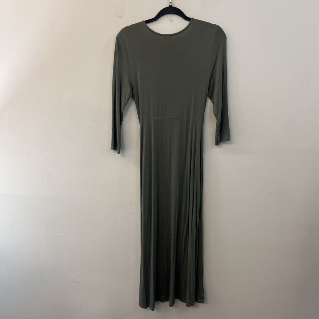 Spense Green Long Sleeve Knot Side Midi Dress Extra Small