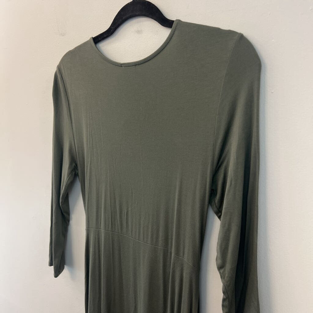 Spense Green Long Sleeve Knot Side Midi Dress Extra Small
