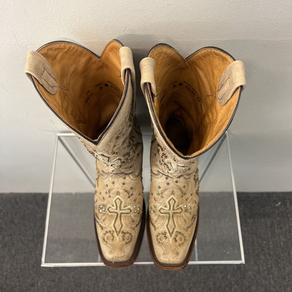 Corral Brown Leather Studded Leather Western Boots 6