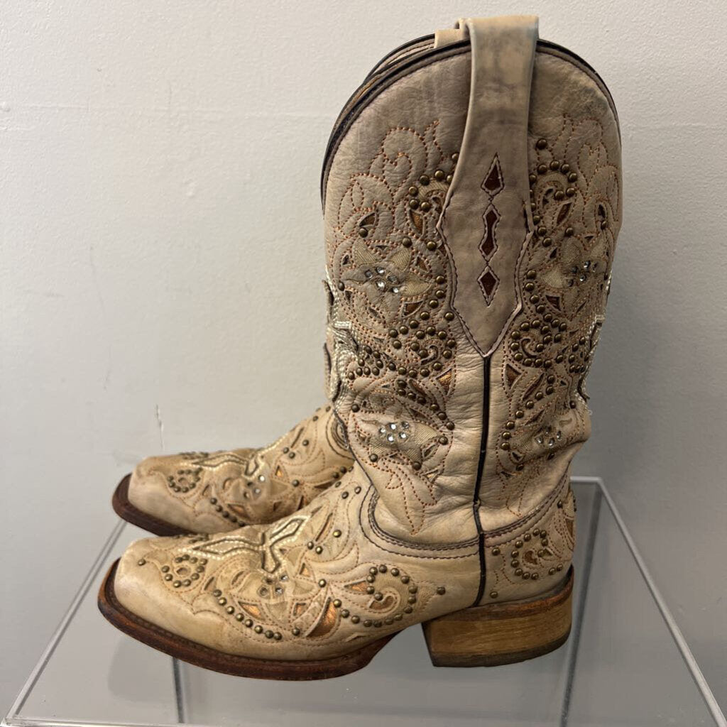 Corral Brown Leather Studded Leather Western Boots 6