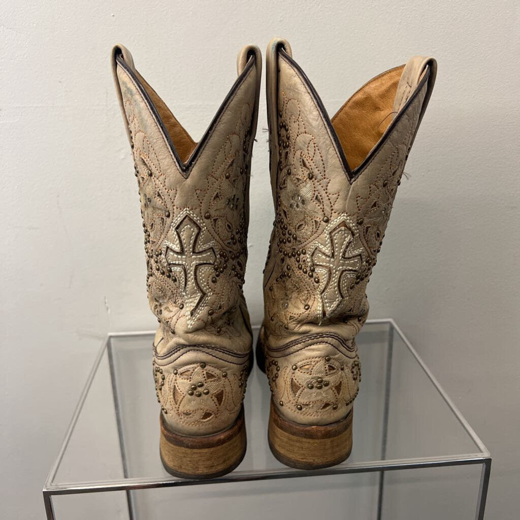 Corral Brown Leather Studded Leather Western Boots 6