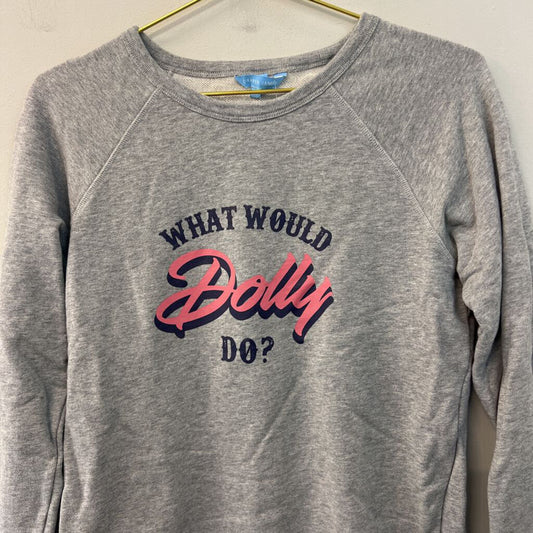 Draper James Grey What Would Dolly Do Long Sleeve Pullover Top Medium