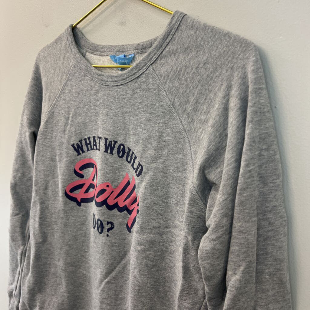 Draper James Grey What Would Dolly Do Long Sleeve Pullover Top Medium