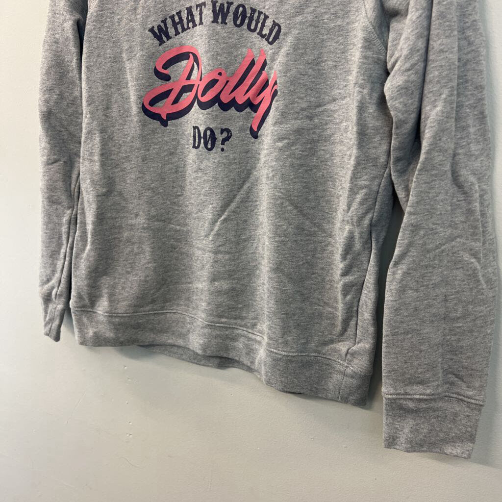 Draper James Grey What Would Dolly Do Long Sleeve Pullover Top Medium