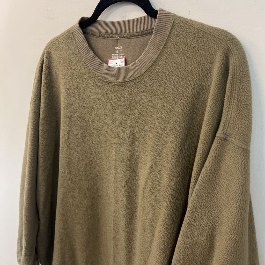 Aerie Green Textured Long Sleeve Top Extra Small