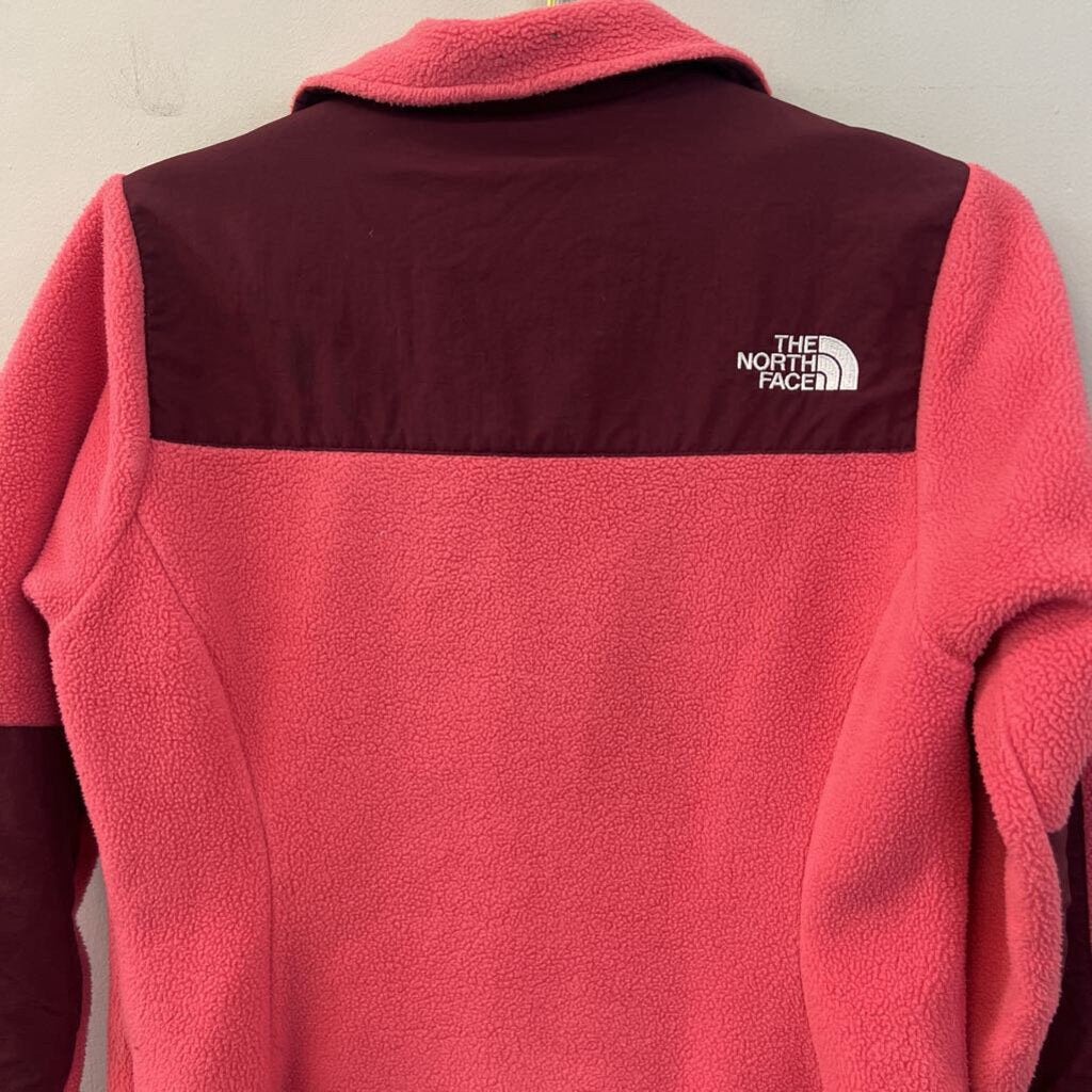 The North Face Pink Fleece/ Burgundy Color Block Zip Up Jacket Extra Small