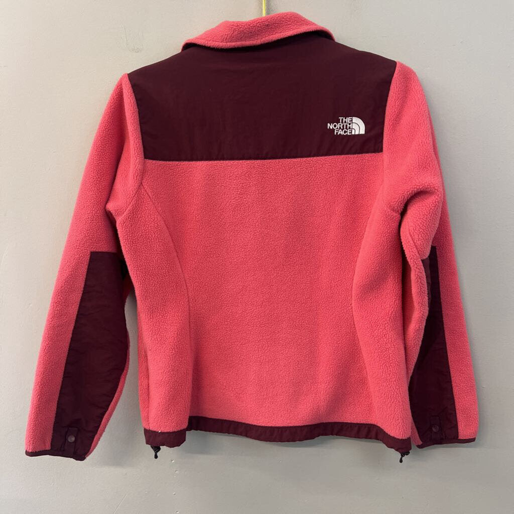 The North Face Pink Fleece/ Burgundy Color Block Zip Up Jacket Extra Small