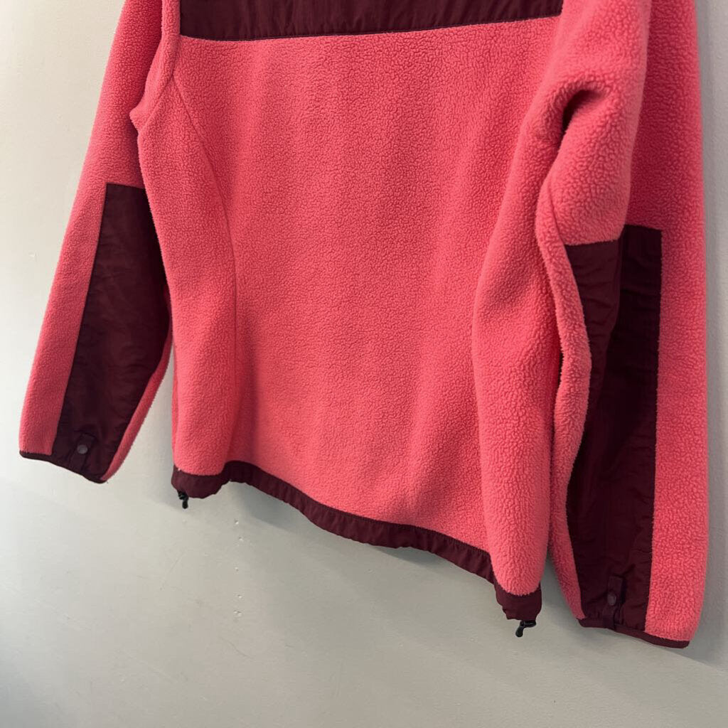 The North Face Pink Fleece/ Burgundy Color Block Zip Up Jacket Extra Small