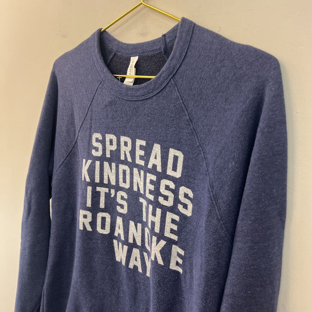Canvas Blue Spread Kindness Long Sleeve Pullover Small