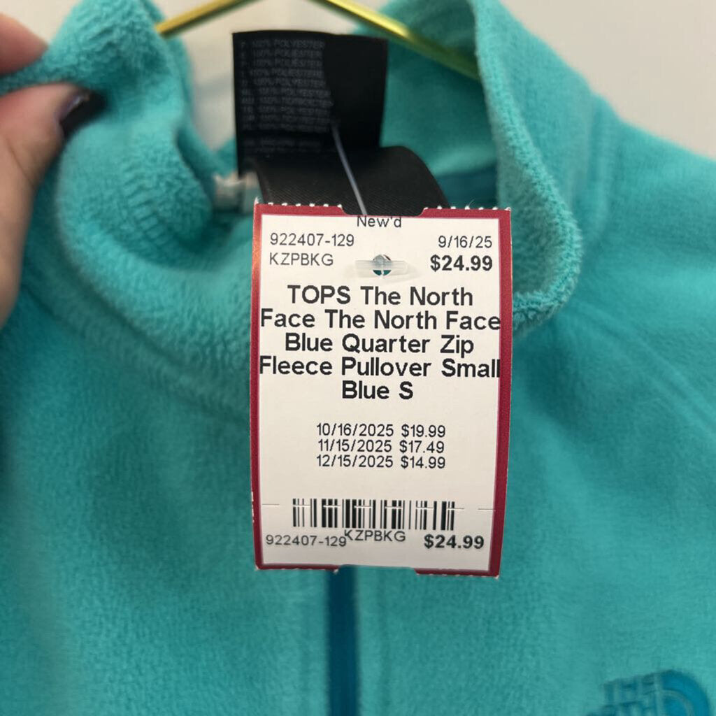 The North Face Blue Quarter Zip Fleece Pullover Small