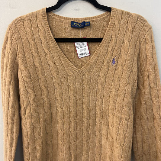 Ralph Lauren Brown Cable Knit V Neck Sweater Top Small