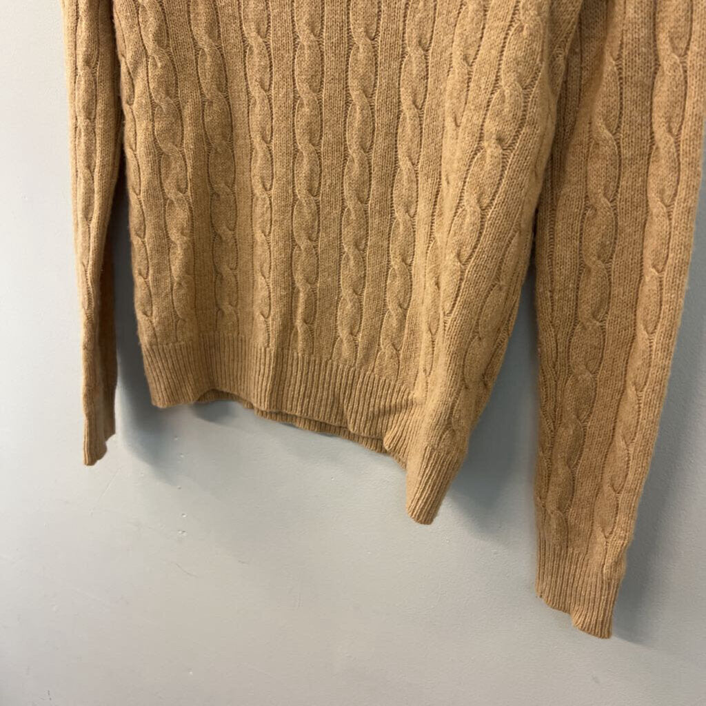 Ralph Lauren Brown Cable Knit V Neck Sweater Top Small