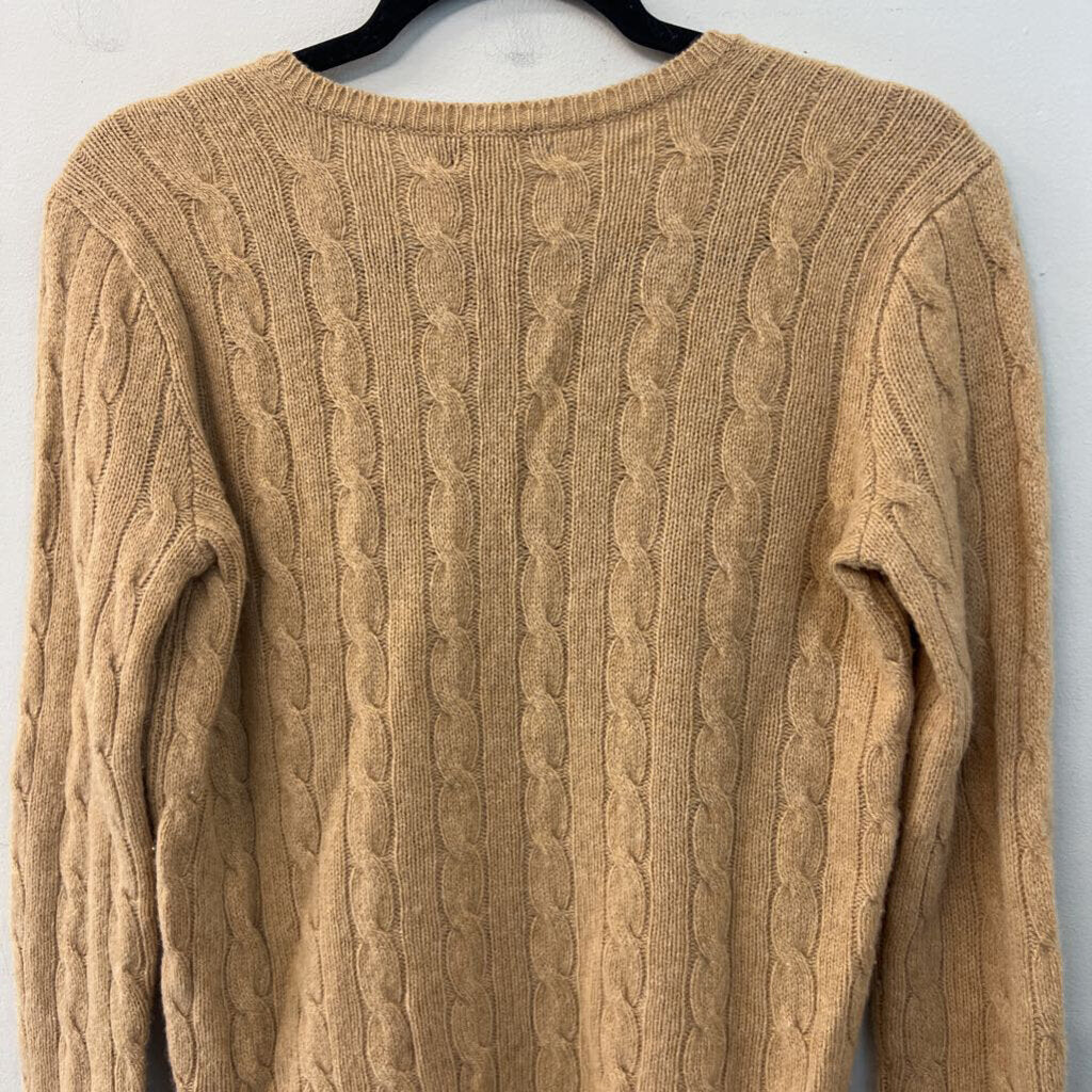 Ralph Lauren Brown Cable Knit V Neck Sweater Top Small