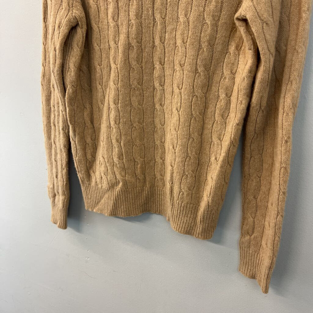 Ralph Lauren Brown Cable Knit V Neck Sweater Top Small