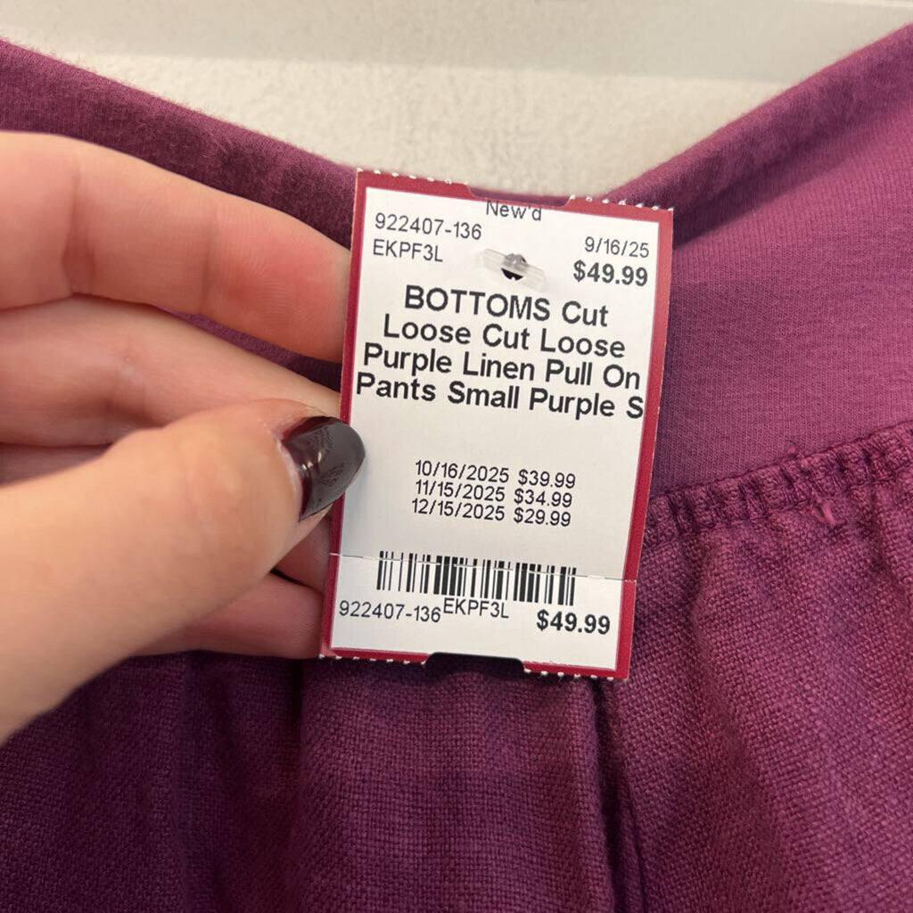 Cut Loose Purple Linen Pull On Pants Small