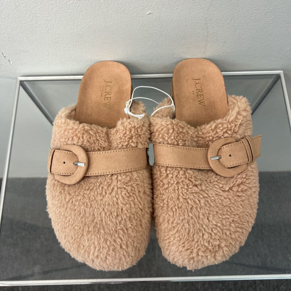 J Crew Brown Sherpa Clog Slippers 5