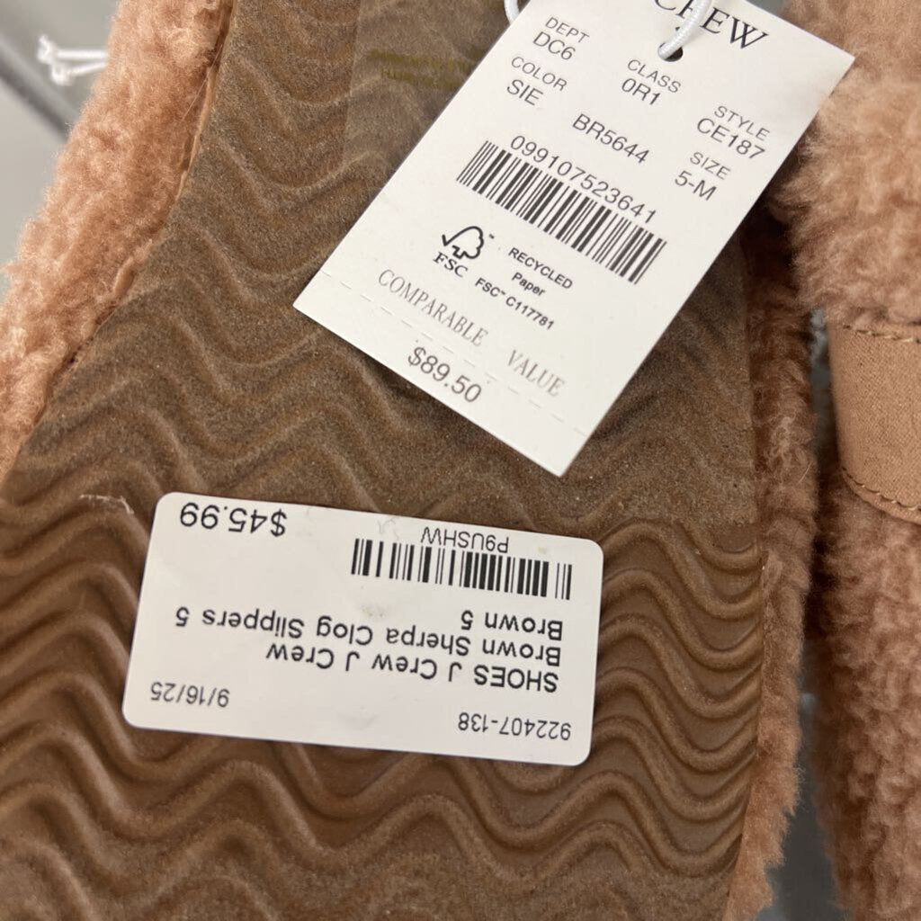 J Crew Brown Sherpa Clog Slippers 5