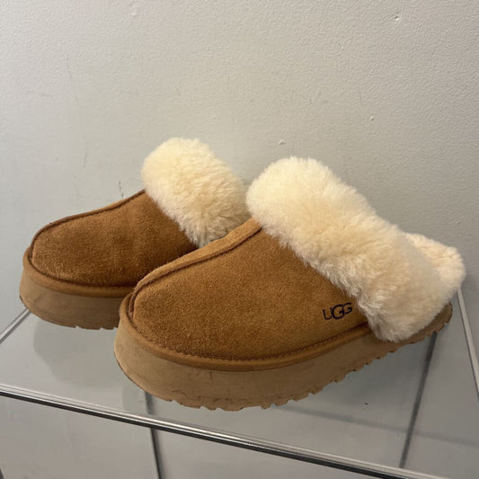 Ugg Brown Disquette Platform Slippers 6.5