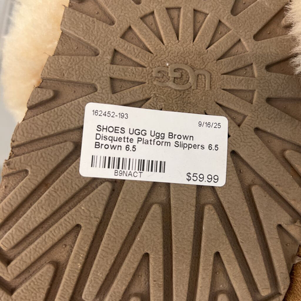 Ugg Brown Disquette Platform Slippers 6.5