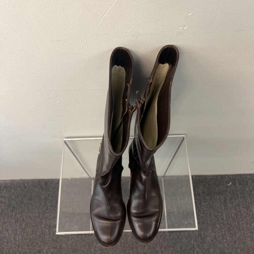 Brooks Brothers Brown Leather Tall Boots 6