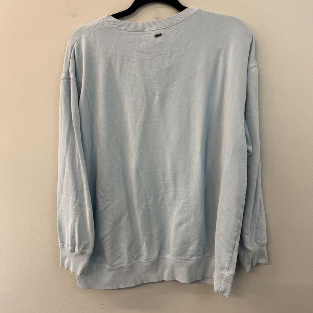 O'Neill Blue Sunflower Print Long Sleeve Pullover Large