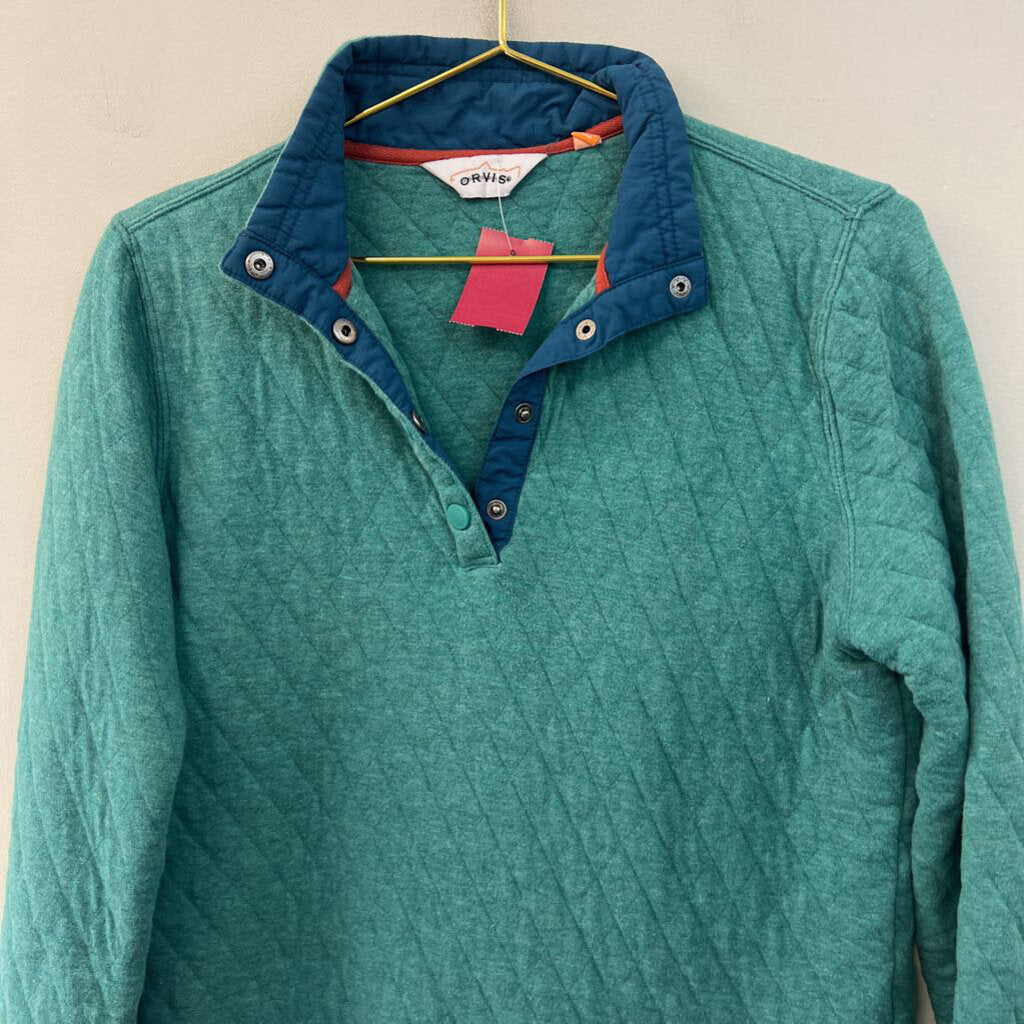 Orvis Blue Quilted Henley Pullover Extra Small