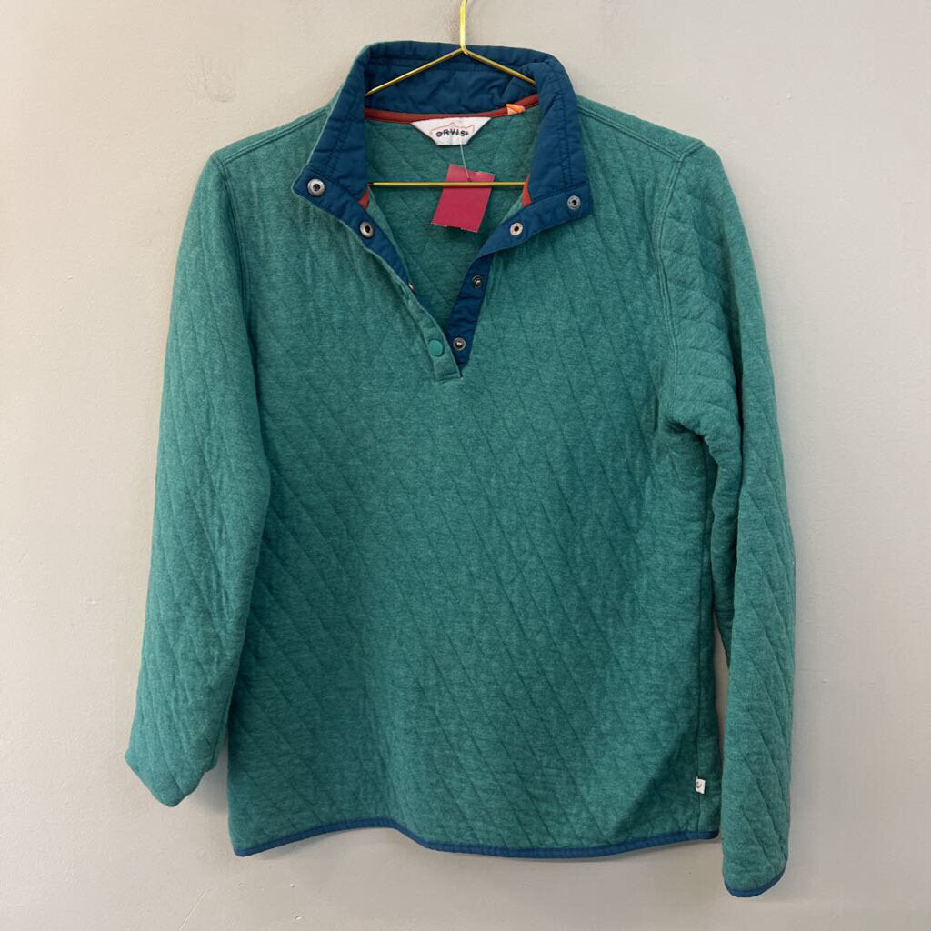 Orvis Blue Quilted Henley Pullover Extra Small