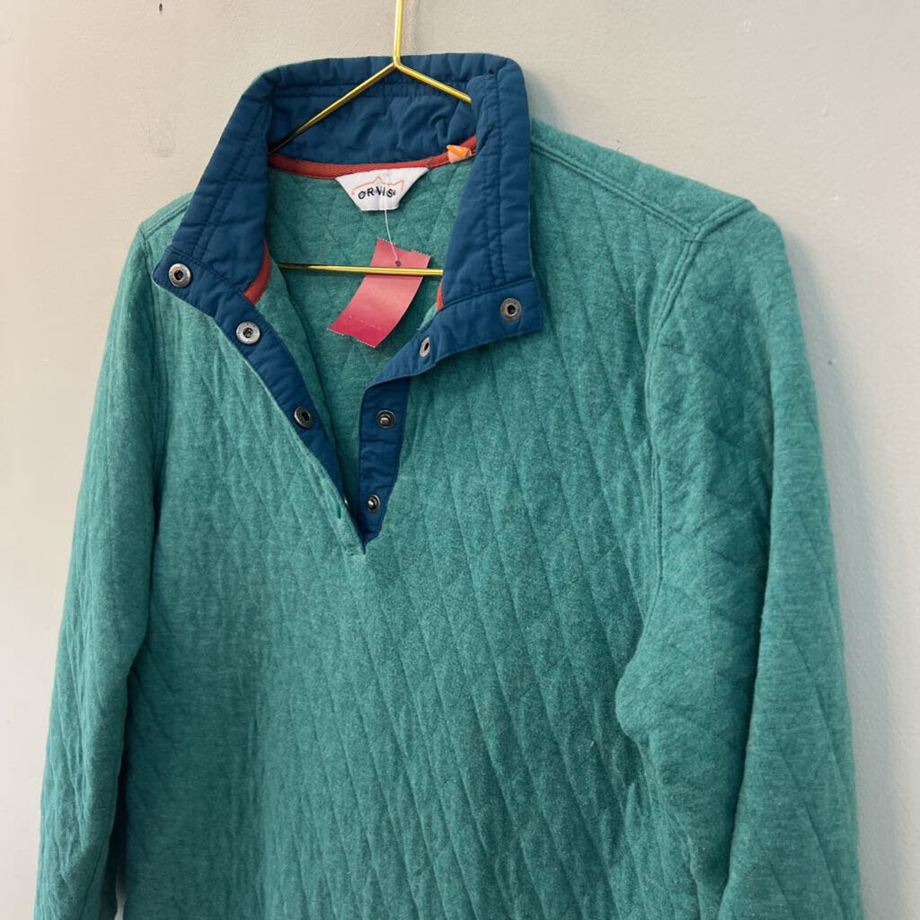 Orvis Blue Quilted Henley Pullover Extra Small