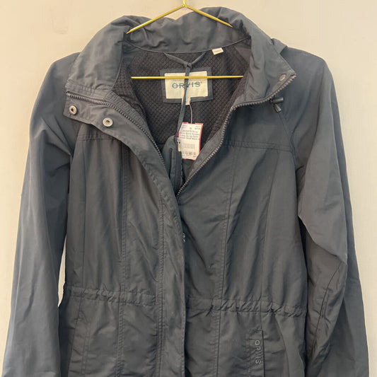 Orvis Black Hooded Long Zip Up Nylon Jacket Small