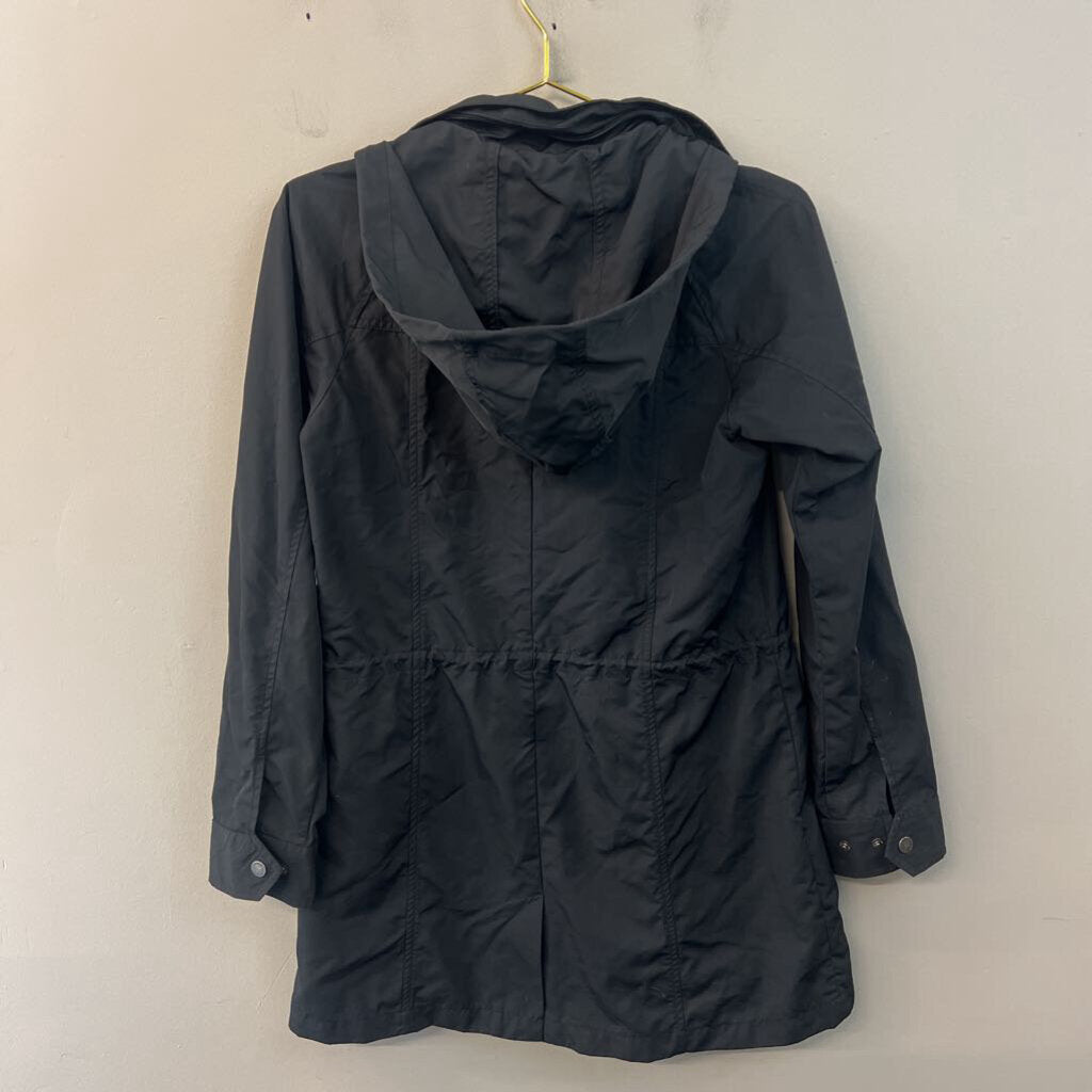 Orvis Black Hooded Long Zip Up Nylon Jacket Small