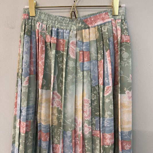 Vintage Alfred Dunner Pastel Print Pleated Midi Skirt 8 Petite