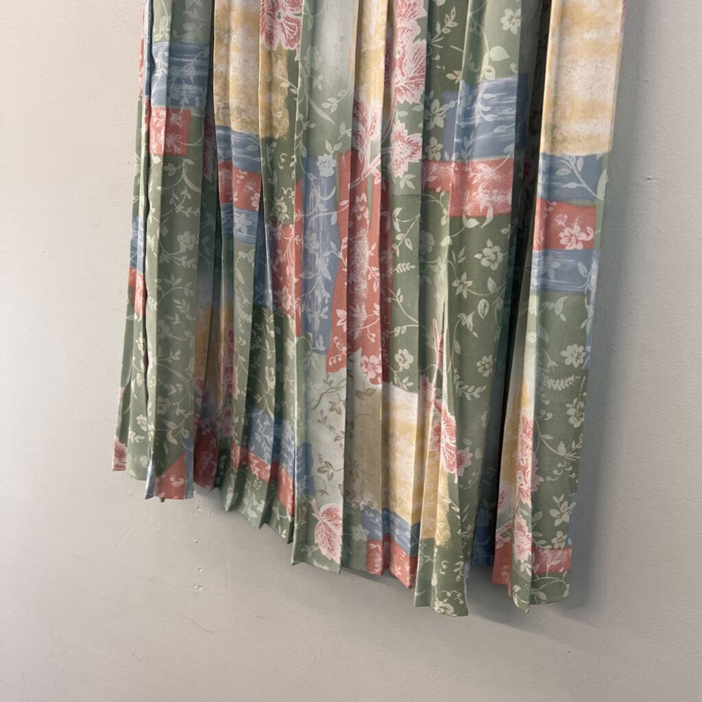 Vintage Alfred Dunner Pastel Print Pleated Midi Skirt 8 Petite