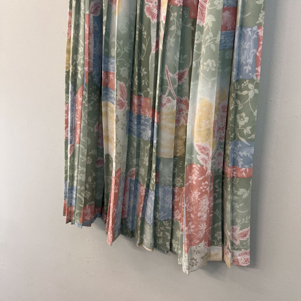 Vintage Alfred Dunner Pastel Print Pleated Midi Skirt 8 Petite