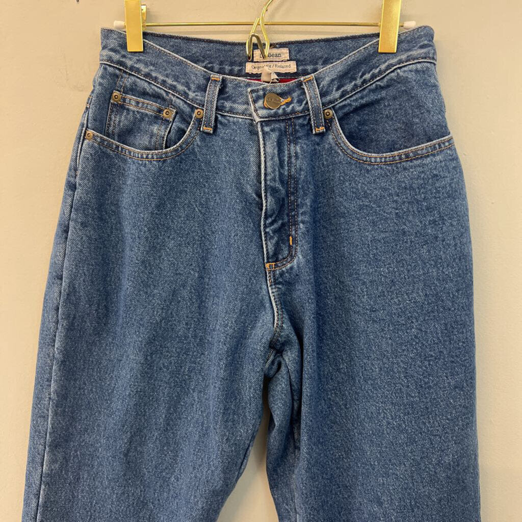 LL Bean Dark Wash Fleece Lined Original Relaxed Fit Jeans 6 Petite