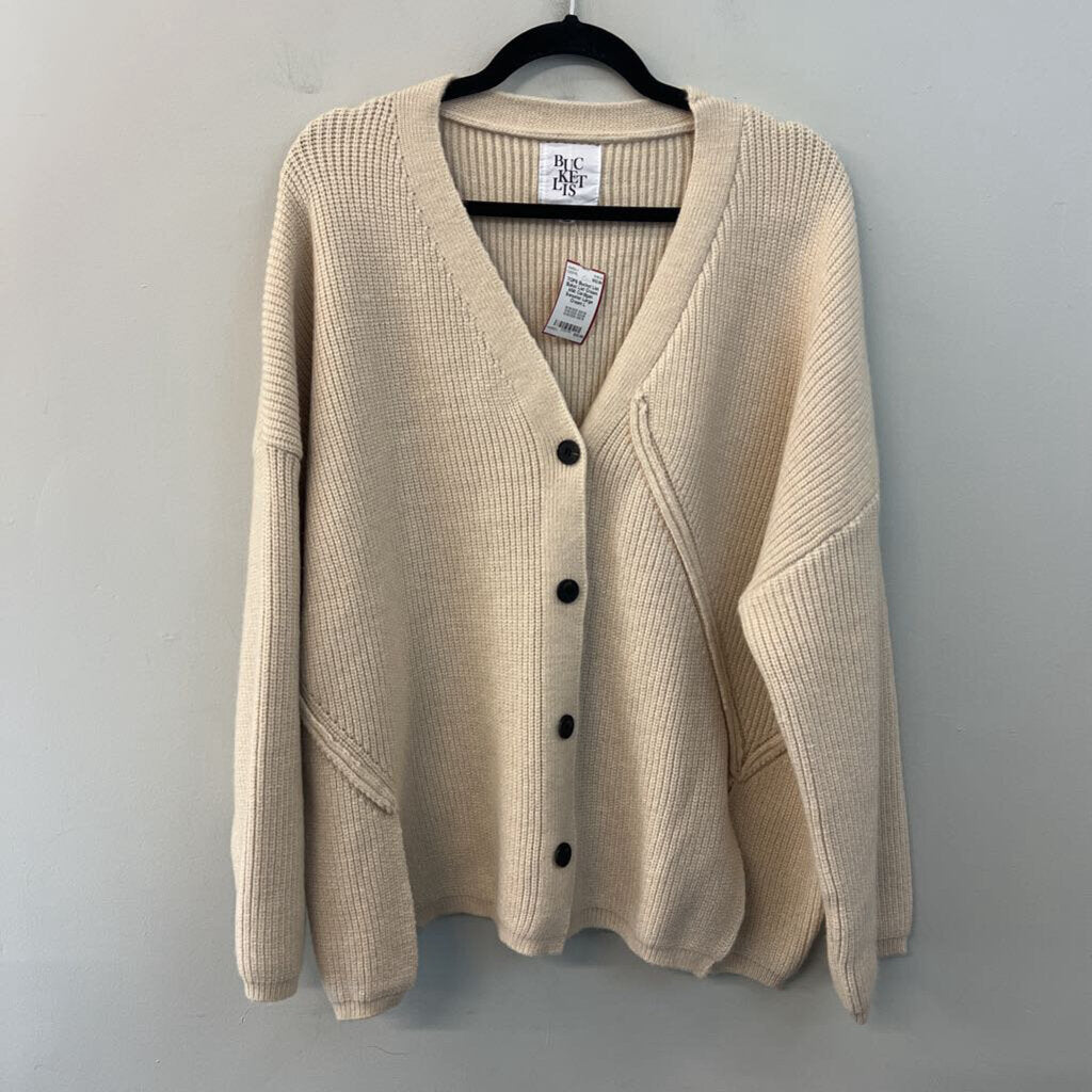 Buket List Cream kNit Cardigan Sweater Large