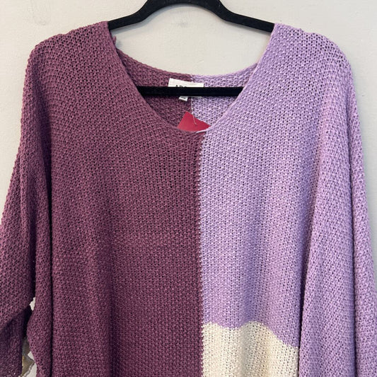 Adora Purple Color Block Knit Slouchy Sweater Small/ Medium