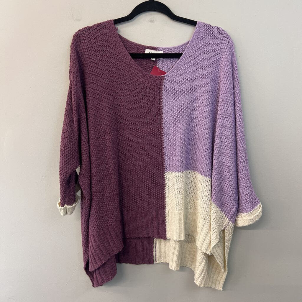Adora Purple Color Block Knit Slouchy Sweater Small/ Medium