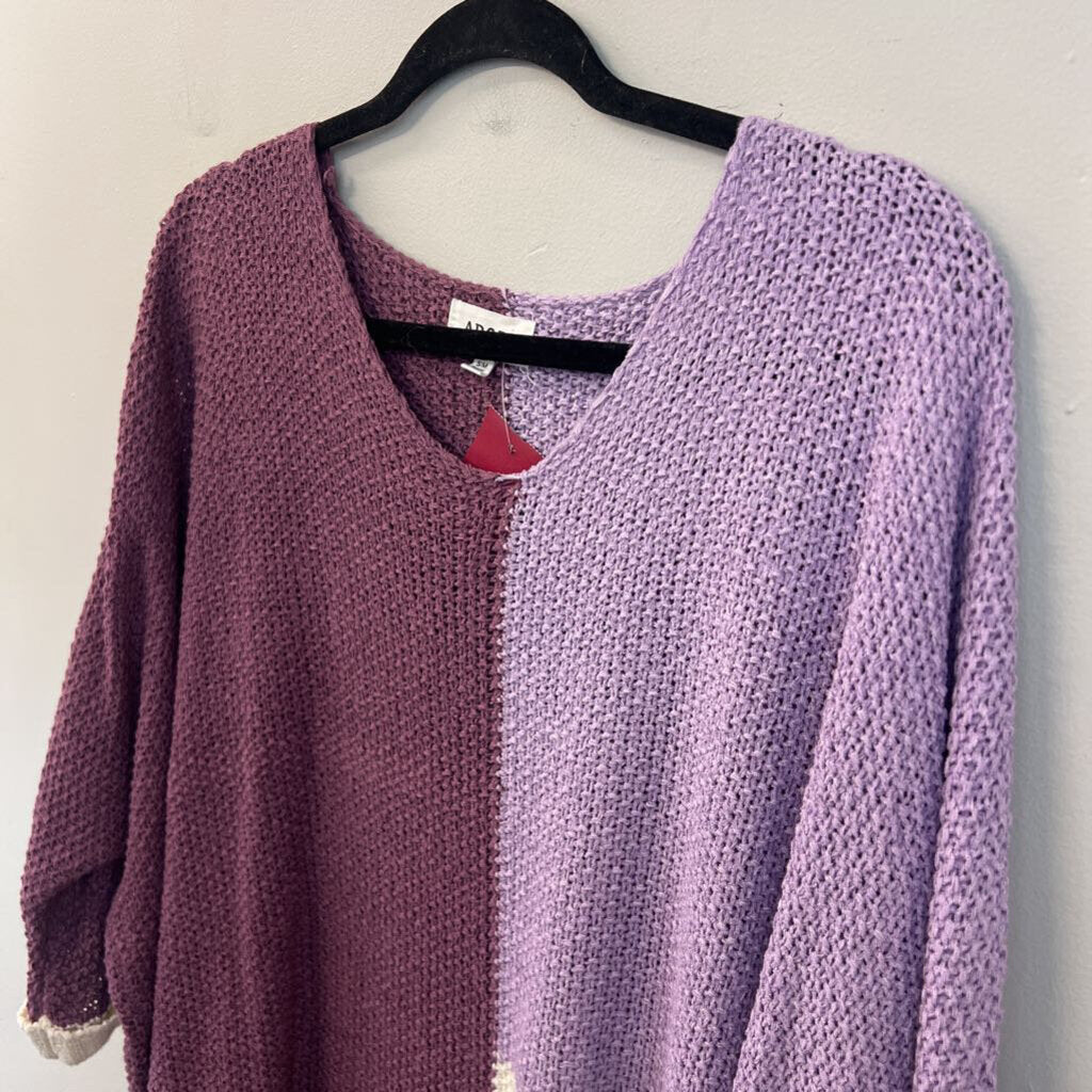 Adora Purple Color Block Knit Slouchy Sweater Small/ Medium