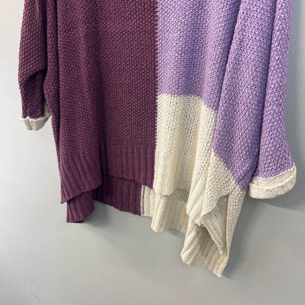 Adora Purple Color Block Knit Slouchy Sweater Small/ Medium