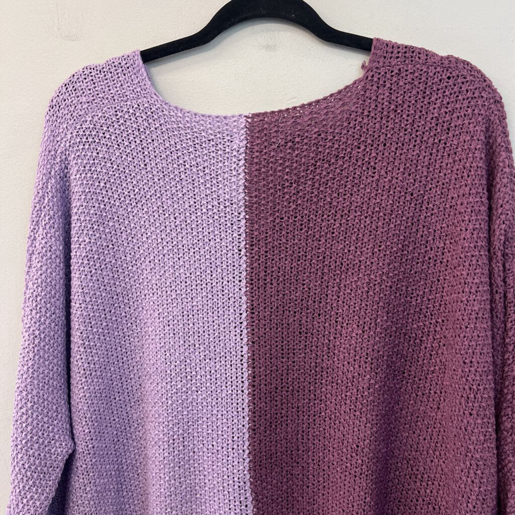 Adora Purple Color Block Knit Slouchy Sweater Small/ Medium