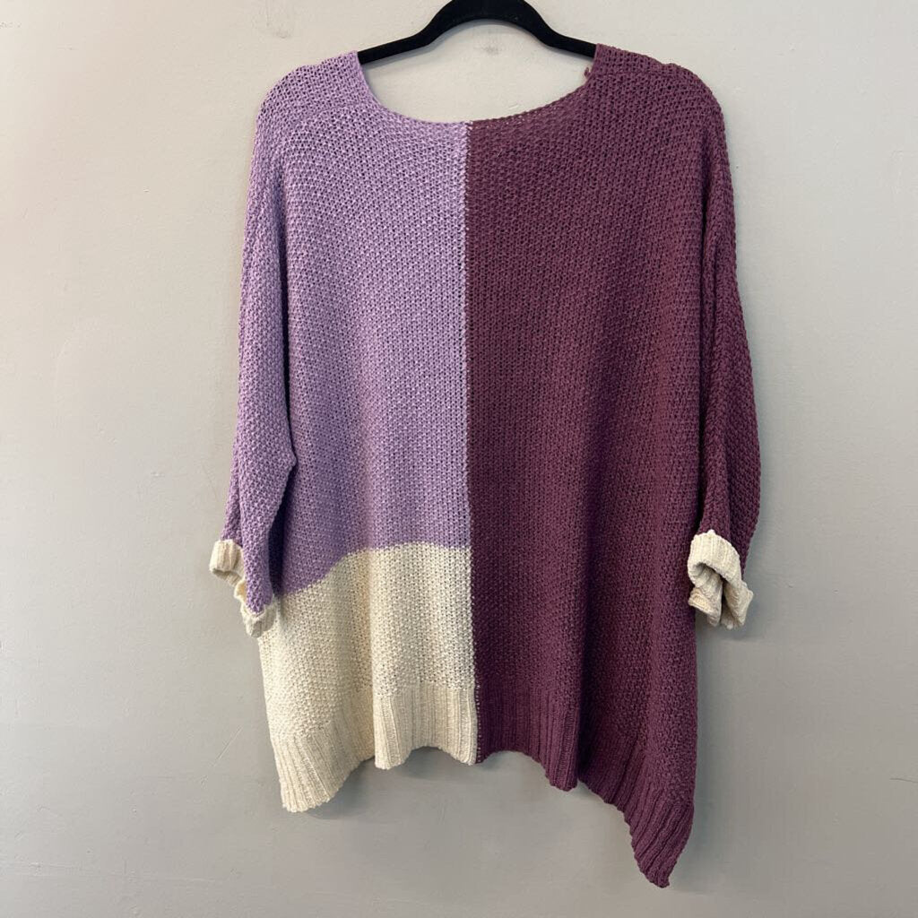 Adora Purple Color Block Knit Slouchy Sweater Small/ Medium