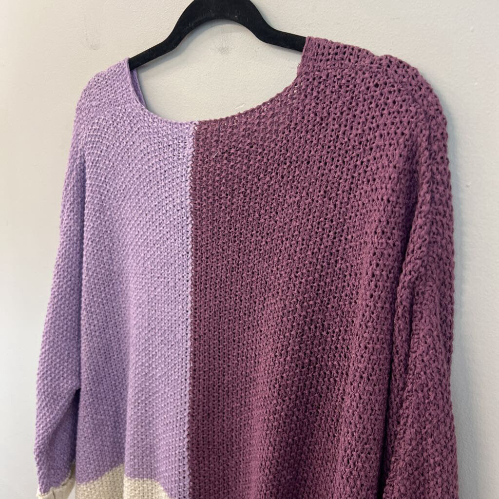 Adora Purple Color Block Knit Slouchy Sweater Small/ Medium