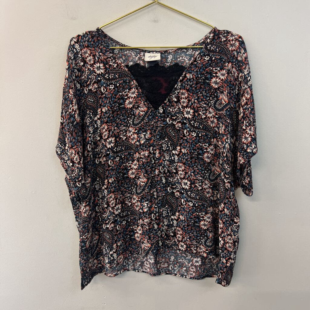 Day Trip Black/ Multi Print Long Sleeve Top Extra Large