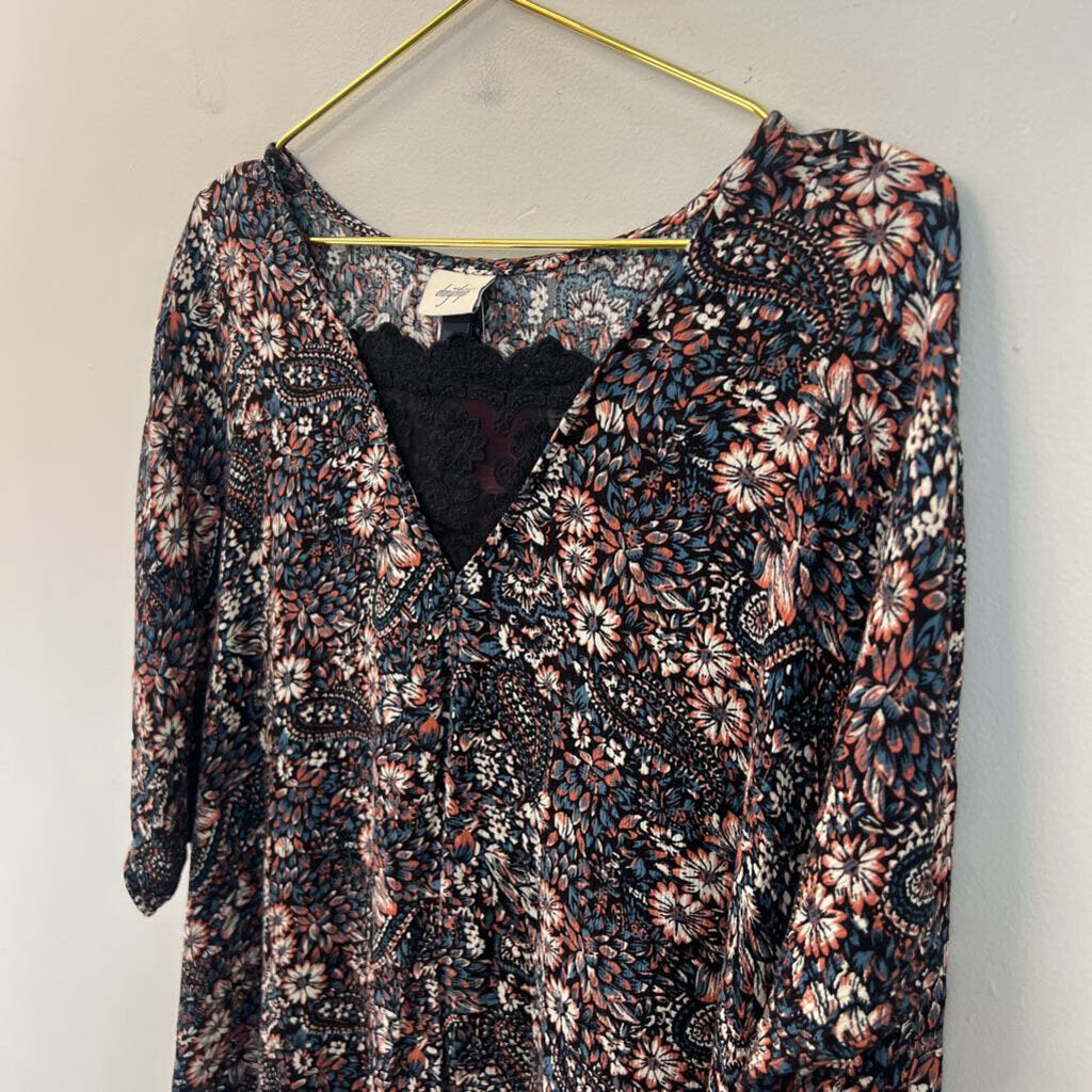 Day Trip Black/ Multi Print Long Sleeve Top Extra Large