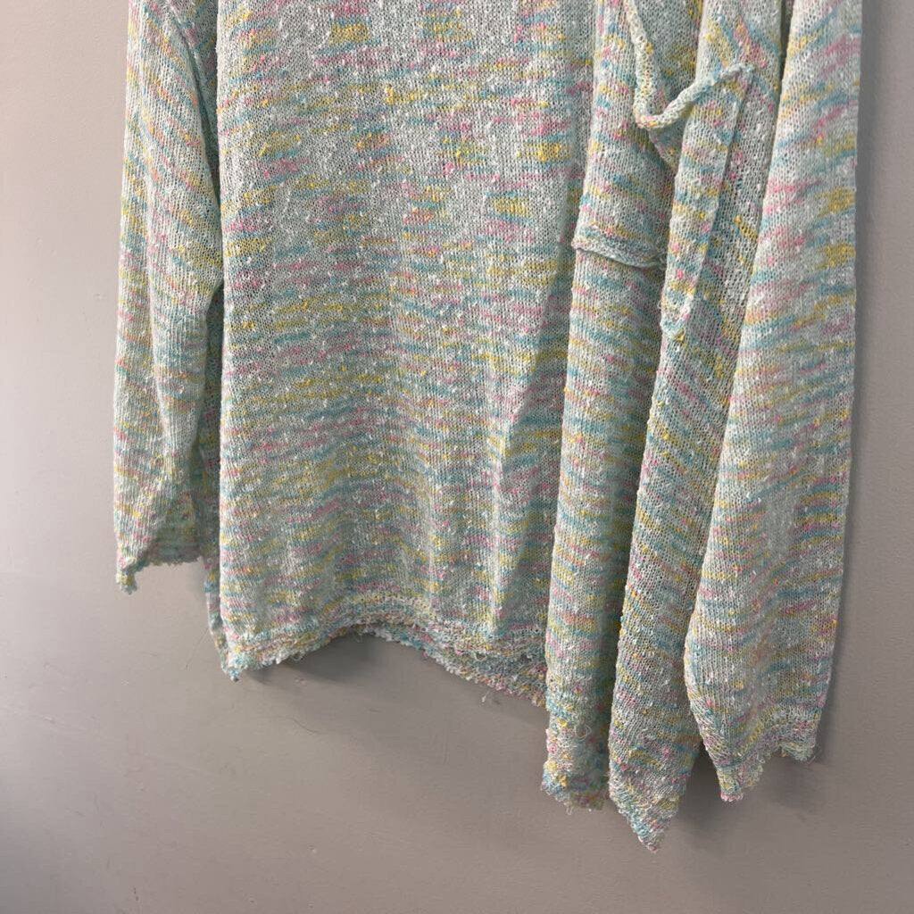 Easel Pastel Blue/ Multi Knit Long Sleeve Sweater Top Large