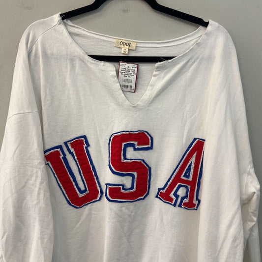Oddi White USA Long Sleeve Pullover Top 1XL
