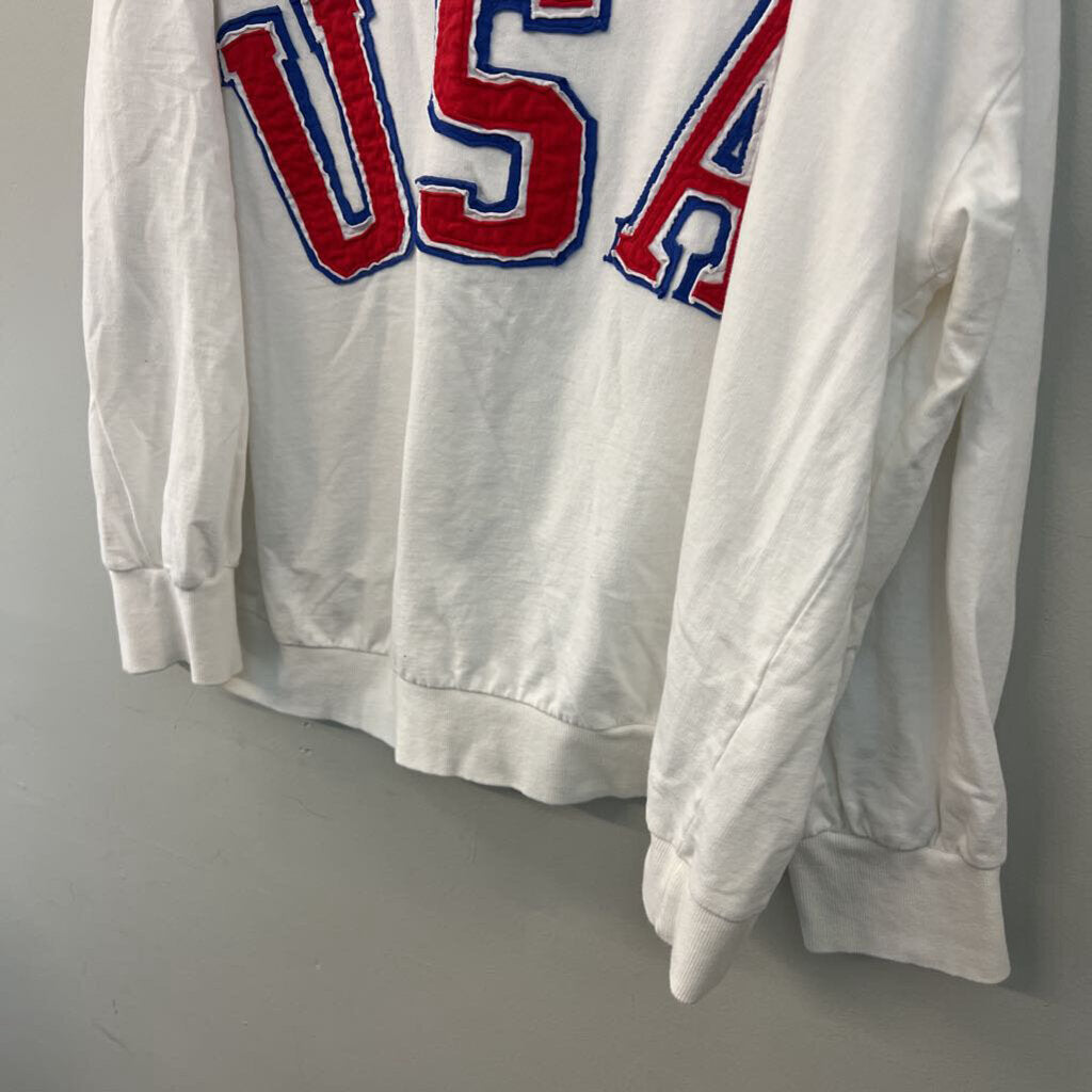 Oddi White USA Long Sleeve Pullover Top 1XL
