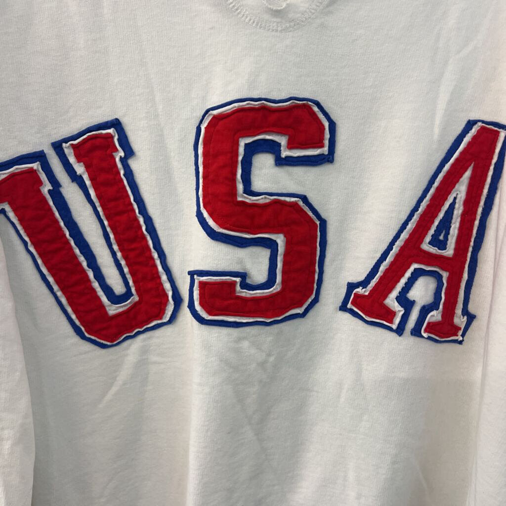 Oddi White USA Long Sleeve Pullover Top 1XL