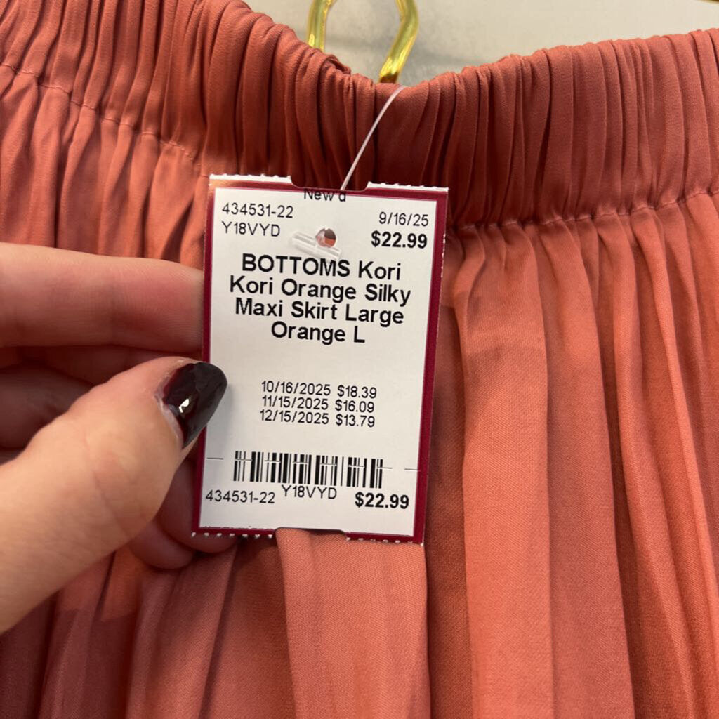 Kori Orange Silky Maxi Skirt Large